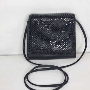 Whiting & Davis International‎ Black Chainmail Mini Crossbody P99